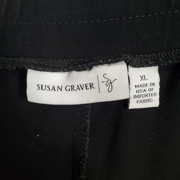 Susan Graver Sz XL Pants Pull On Cropped Liquid Knit Pockets Stretch Minimalist - Picture 5 of 7